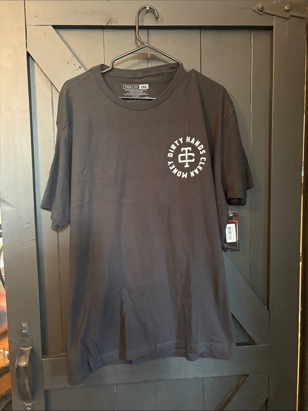 Trolls Black Short Sleeve Graphic Tee with White Chest Logo